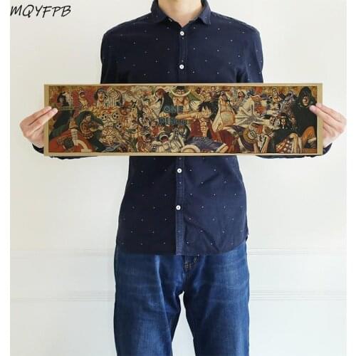 One Piece A collection Of Characters Kraft Paper Poster Decoration Wall Sticker Household Products 72x19cm