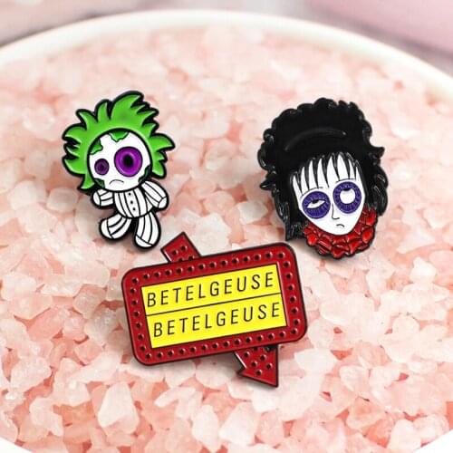Betelgeuse Cool boy Puppet Enamel Brooches Boys Girls Fashion Jewelry Pins Halloween gifts for Kids Lapel Chaqueta Hat badge