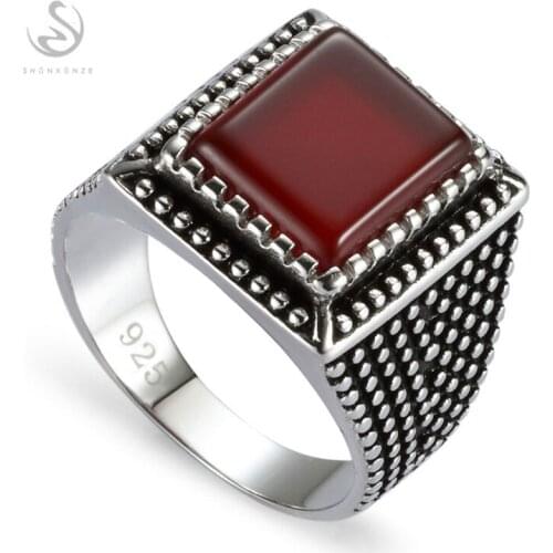 Eulonvan vintage charm luxury wedding 925 sterling silver Jewelry rings For Men Red Cubic Zirconia S-3806 size 7 8 9 10 11 12 13