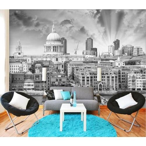 5D Papel Murals Black&white City Building 3d wall photo mural wallpaper for living room background 3d wall mural