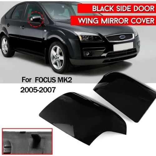 Glossy Black Mirror Shell Cover Rearview Mirror Cover Cap Side Mirror Shell for Ford Focus MK2 2005-2007(Pair)
