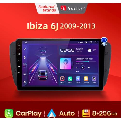 Junsun V1 Android 10.0 CarPlay Android Auto Car Radio Multimidia Video Player For Seat Ibiza 6j 2009-2013 GPS RDS no 2din dvd