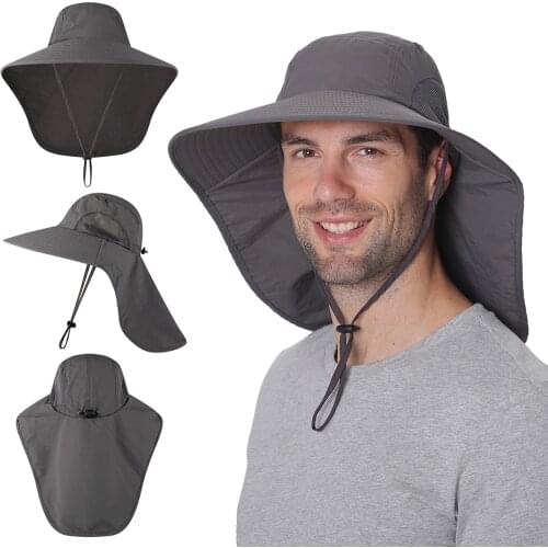 Women Men Fishing Cap Wide Brim Sun Hat for Women Men Summer UV Protection Cap with Neck Flap for Travel Camping Hiking Boating