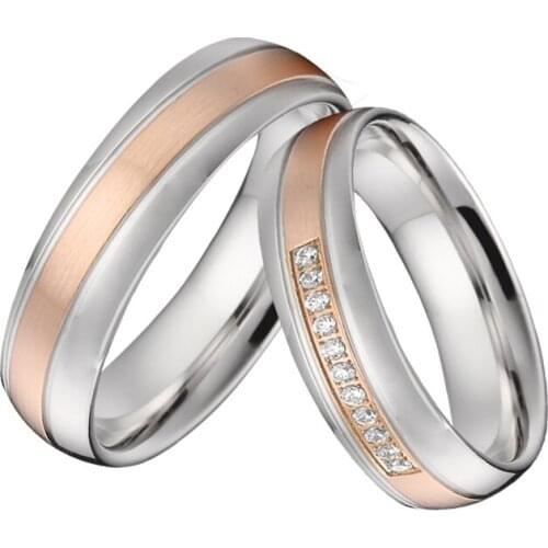 2019 Custom Couple Rings Men rose gold color titanium jewelry handmade bridal engagement wedding Rings for Women