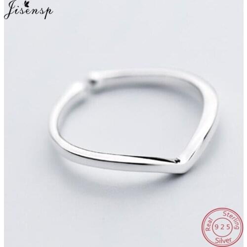 Real 925 Sterling Silver Geometric Wave Letter V Adjustable Ring for Women Fine Jewelry Minimalist Party Rings anillos hombre