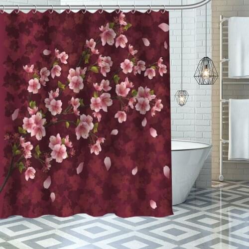 Beautiful cherry blossom petals Shower Curtains Bath Products Bathroom Decor Waterproof Polyester With 12 Pcs Hooks