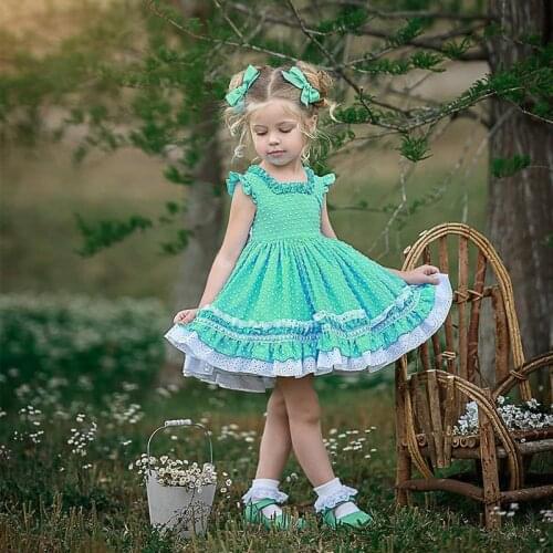 1-5T Toddler Kids Baby Girls Clothes Ruffles Sleeve Lace Dress Elegant Cute Party Club Princess Pageant Tutu Dress Outfit