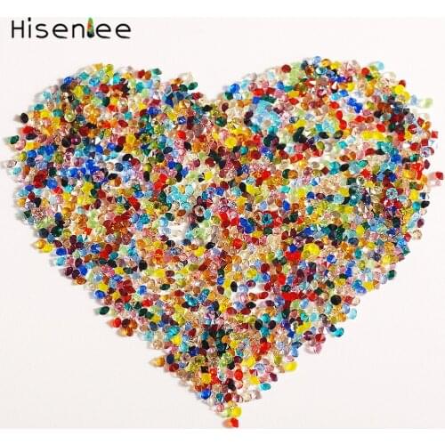 Mini Miniature Diamond 1.1MM Pointback Mixed Color Glass Rhinestones For Nail Art Decor Decoration Gemstone 1440pcs