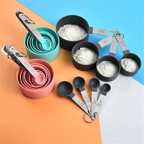 8 Pcs Multi Purpose Spoons/Cup Baking Measuring Tools PP Accessories Stainless Steel/Plastic Handle Kitchen Gadgets