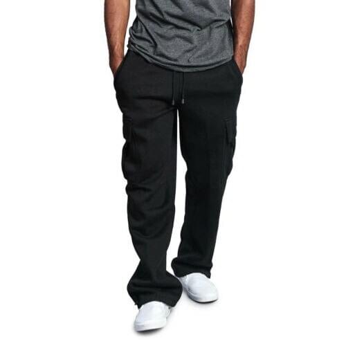 5 Colors Men Solid Causal Urban Straight Pants Male Leg Jogger Heavy Weight Fleece Cargo Pocket Sweat Pants Plus Size M-3XL