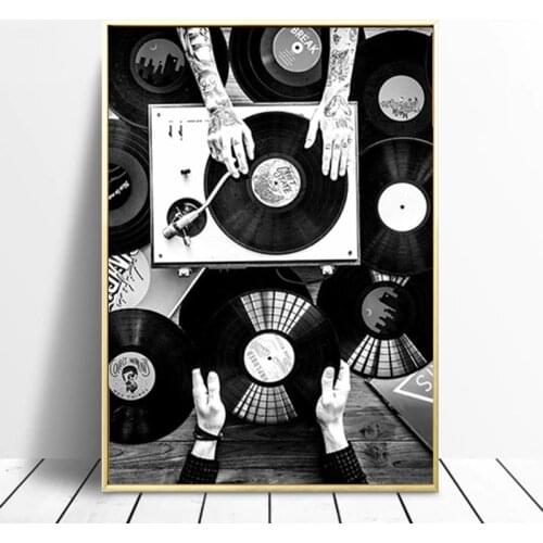 Vinyl Records Lovers Wall Art Canvas Painting Nordic Poster And Print Vintage Photo Black White Wall Picture Room Decor Cuadros