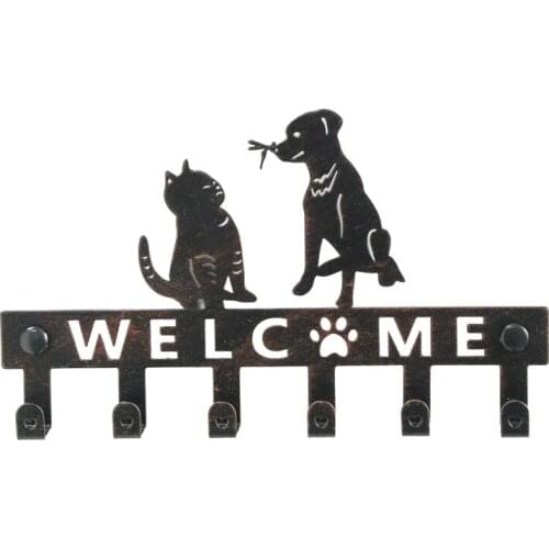 Key Holder For Wall With6 Hooks Dog Cat Decorative Vintage Beautiful Metal Hanger For Front Door,Kitchen,Warehouse