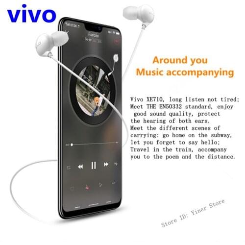 Vivo XE710 original headsets cable wired in-ear earplugs white earphone headsets with a microphone