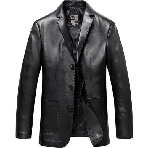 New Fashion High Quality Genuine Leather Men Clothing Suit Spring Autumn Sheep Jacket Casual Single Breasted Plus Size L-8XL 9XL