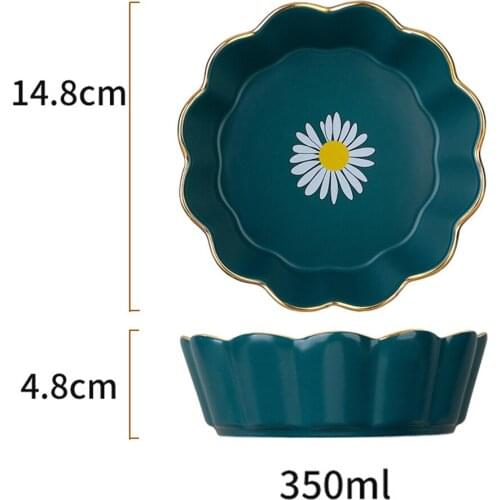 Phnom Penh Ceramic Bowl Tableware Lace With Daisy Pattern Salad Bowl Dessert Bowl Multicolor for Household can CSV