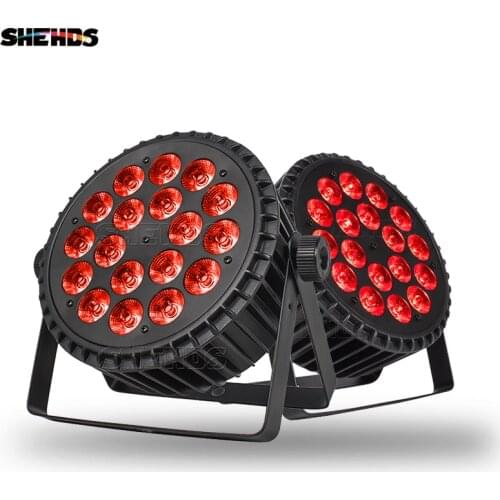 2/4pcs 18x18W RGBWA+UV Aluminum Alloy LED Flat Par Light DMX 512For DJ Disco Party Projector Nightclub Bar SHEHDS Stage Lighting
