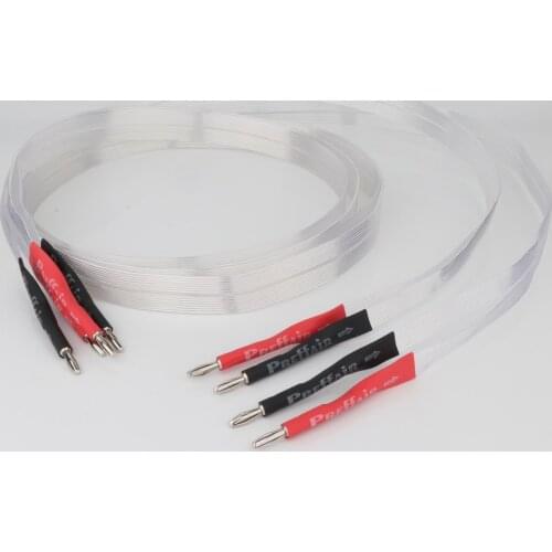 Preffair14s+BA1402 HiFi Audio Speaker Cable OCC Silver Plated Speaker Wire Hi-end Loudspeaker Cable with Gold Plated Banana Plug