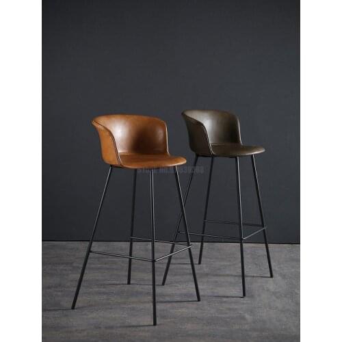 Simple Family Back High Chair Nordic Iron Bar Chair Modern Bar Chair Net Red Bar Stool Coffee Shop High Stool