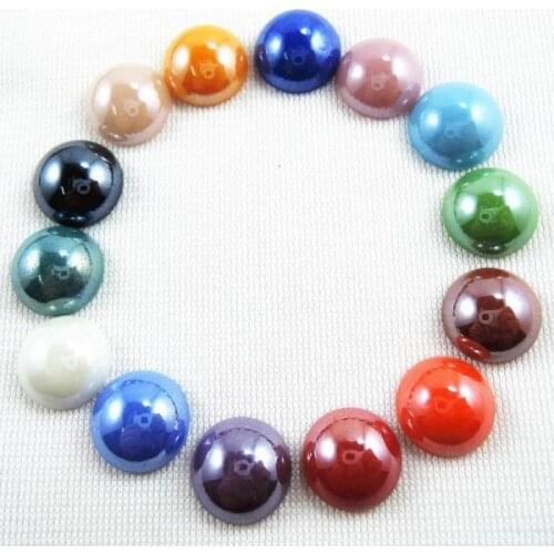 Mixed Colors 12mm 30pcs Shiny Glass Half Flat Back Cabochons Beads Diy Jewelry Nail Art Home Decoration Craft Scrapbooking HA-22