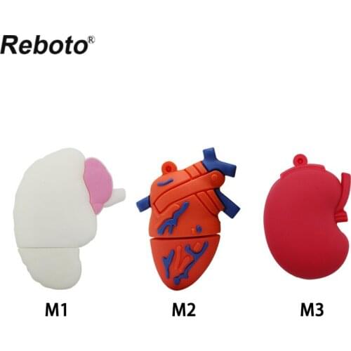 Reboto Cartoon Lung Heart Stomach Pendrive U Disk 16GB 32GB 64GB USB 2.0 Mini Memory Stick 4GB 8GB USB Flash Drive