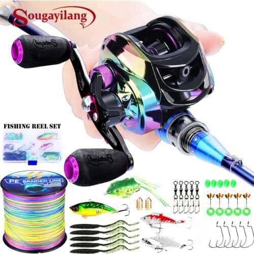 Sougayilang Fishing Reel and Line Lure Connertor Set Baitcasting Reels 6.3:1 Bass Bait Casting Fishing Reels Saltwater Reel