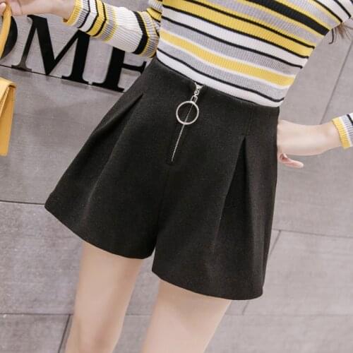 S-2xl Winter High-waist Wool Shorts Women 2020 Slim Loose High Waisted Shorts For Women Plus Size Autumn Booty Shorts For Ladies