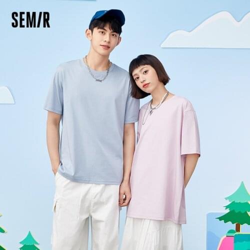 SEMIR Couple T-Shirts Men Short Sleeve 2021 Summer New Solid T Shirts Ins Trend Bottoming Tshirt MenS Tops