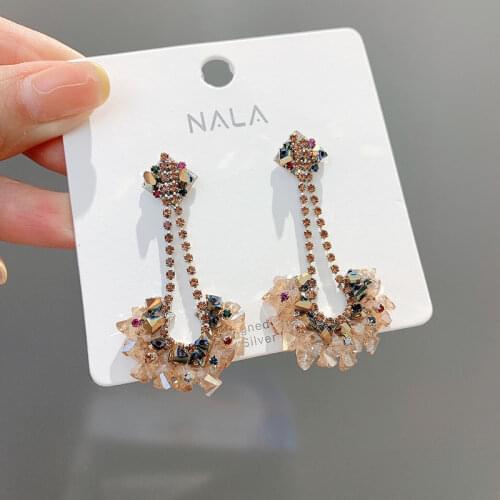 New Elegant Hanging Dangling Drop Earrings Studded Full Crystals Fine Jewelry Accessories For Women Girl