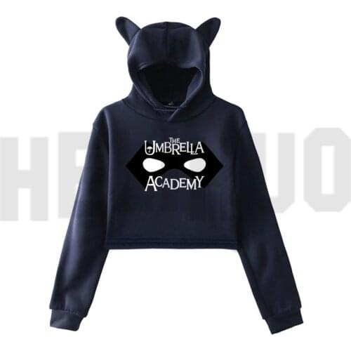 TV The Umbrella academy Teenager Girls Crop Tops Hoodie Sweatshirt Women Sexy Cat Ears Harajuku Tracksuit Sportswear Kpop Tops