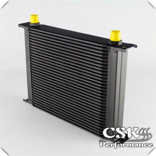 Universal Engine Oil Cooler 30-row 12.9" x 9.68" x 2.00" -AN8/-8AN (3/4 -16) black/silver