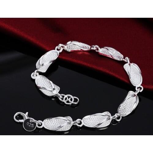Hot fine cute slippers chain fashion 925 sterling silver Bracelet for woman Wedding party Best friend Gifts Popular jewelry