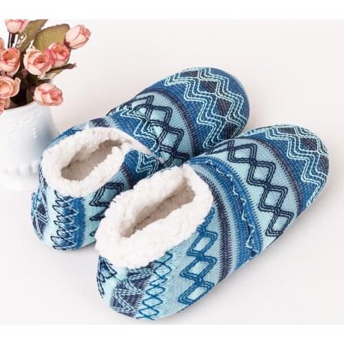 Winter Floor Shoes Woman Hoouse Slippers Indoor Socks Shoes Warm Fur Contton Slipper Plush Insole Anti-Skid Sole