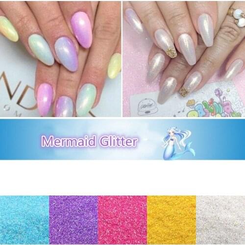 10g Magic Mermaid Effect Glitter Powder Pretty Gradient Shimmer Pigment Dust Laser Gel UV Nail Art Tips Decoration DIY Manicure