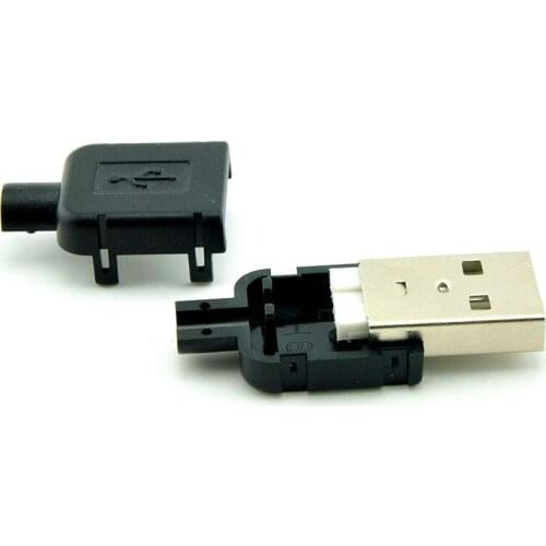 10 Sets DIY USB 2.0 Micro Connector Plug A Type Male 4 Pin Assembly Adapter Socket Solder Type Black