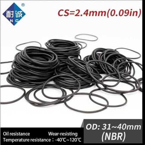 10PCS/lot Rubber Black NBR CS2.4mm OD31/32/33/34/35/36/37/38/40mm O Ring Gasket Oil resistant waterproof
