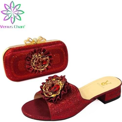 Retro 2021 Special Design Women Shoes and Bag to Match Italian Style Nigerian Ladies Party Shoes Matching Bag in Wine Color