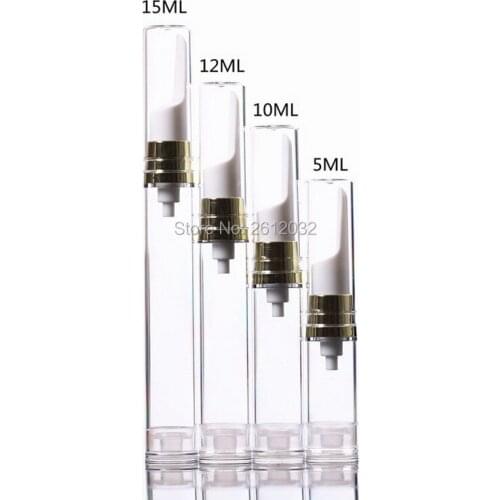 5ml 10ml 12ml 15ml Clear Eye Cream Airless Gold Pump Bottle Vacuum Flask AS Emulsion Bottles Travel Size Plastic Vials Container