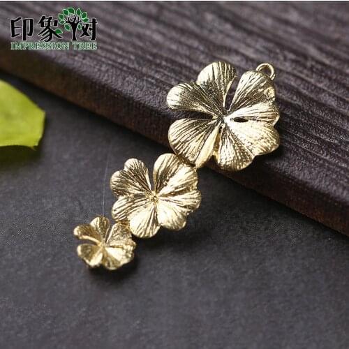 5pcs 15*38mm Gold Plating Copper Three Plum Blossoms Shape Charms Accessories For DIY Jewelry Making Bracelet Accessories 27096