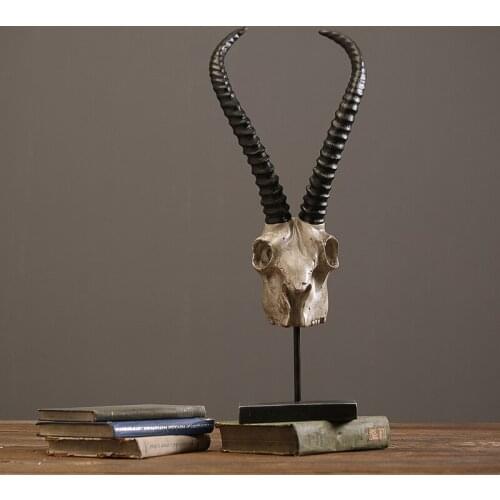 American rustic Antelope Skull home furnishing decor creative resin handicraft Beast Skull offbeat and chic home bar cafe decor