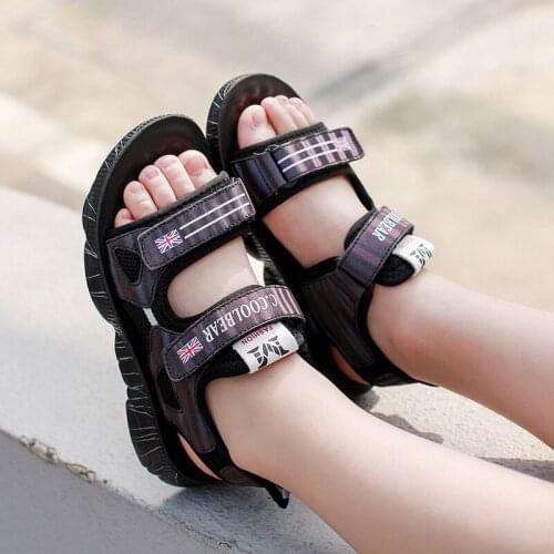 Children shoes Boys Sandals 2021 summer new Geniune leather childrens beach shoes boys fashion soft bottom childrens shoes