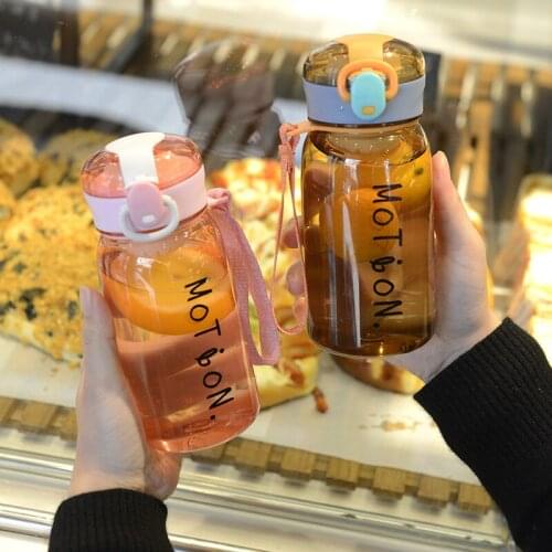 Children Outdoor Sports Water Cup Student Water Bottle Portable String Plastic Cup Straw Cup Sealing Buckle Adult Water Cup