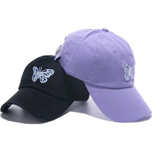 Cotton Baseball Cap Men Women Butterfly Embroidered Gorras Casual Style Hip Hop Hats Outdoor Girl Sun Hat Adjustable Sports