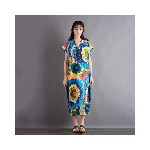 Impressionist Art Simple V-neck Loose Art Vintage Sleeveless Dress