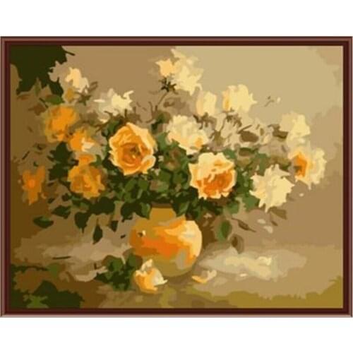 Cuadros decoracion 4050cm warm flower painting by numbers hand painted oil painting on canvas wall pictures for living room G052