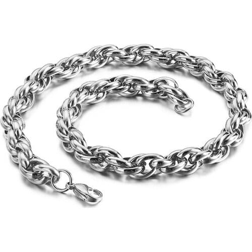 Creative titanium steel interlocking chain mens necklace, hip-hop all-match mens stage performance accessories