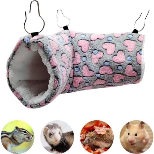 Small Pet Hammock Hamster Toy Tunnel Nest Plush Pet Bed Cat Tunnel Winter Warm Hanging Nest Sleeping Bed Small Pets Hamster