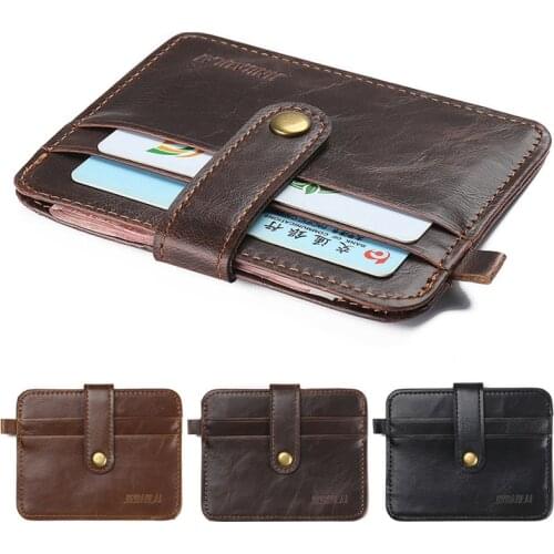 Mens Faux Leather Small ID Credit Card Business Wallet Holder Slim Pocket Case