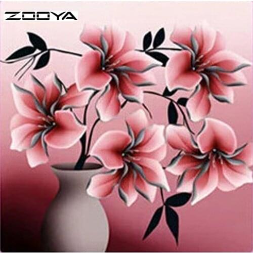 ZOOYA DIY Diamond Painting Flowers Kit Pictures Of Rhinestones Home Decoration Paint Embroidery Full Drill Flower Vase Icon T213
