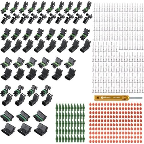 JRready Weather Pack Series Kit ST6249 Male & Female Terminals Connectors Sheath Red Sealing Rings Needle Withdrawal Tools Plugs