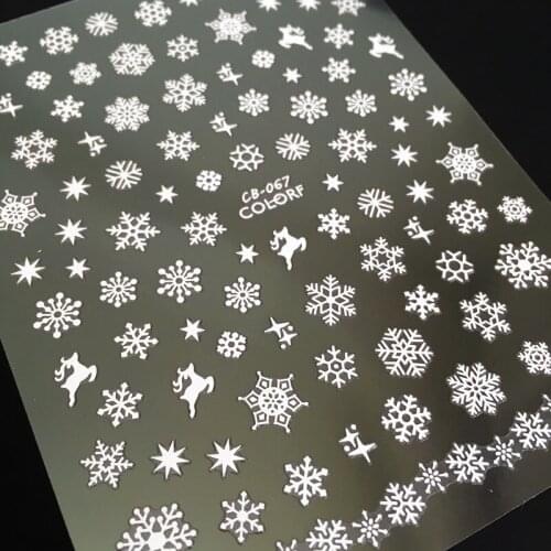 Newest CB sereis CB-67 snowflake Christmas 3d nail art sticker nail decal stamping export japan designs rhinestones decorations